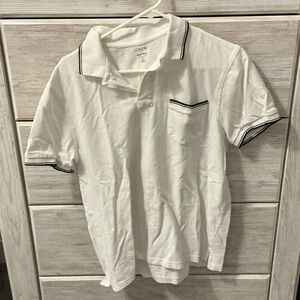 J. Crew White Pique Polo with Navy Accents